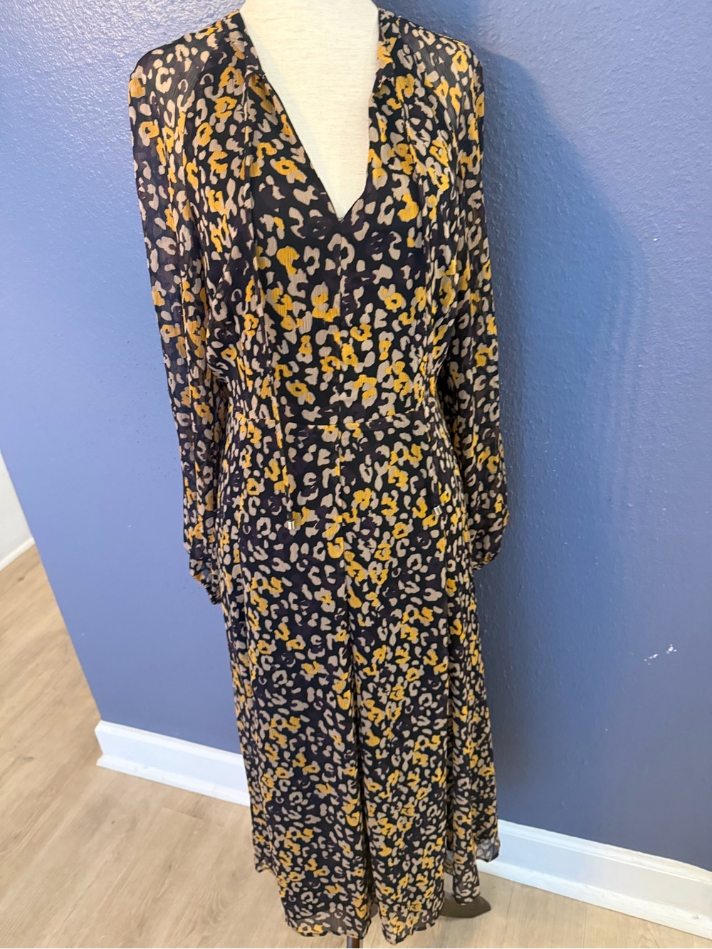 Tommy Hilfiger Black and Mustard Floral Maxi Dress
